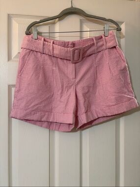 Willi Smith Pink Seersucker High-Waist Belted Shorts Size 8